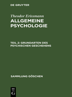 cover image of Grundarten des psychischen Geschehens